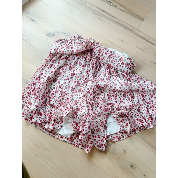 Y2k Floral Print Romper Womens Size Small Red White spaghetti straps Ruffles - Picture 4 of 7